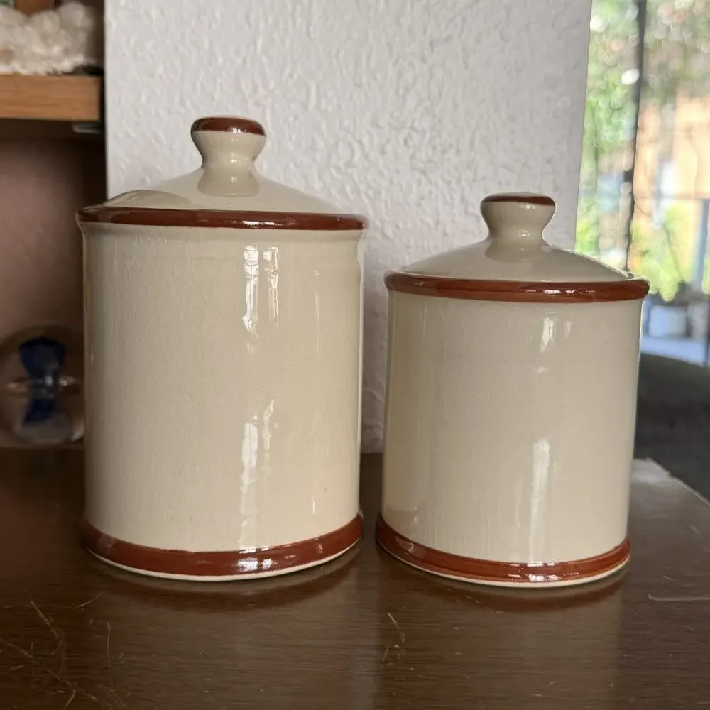 Cottagecore Country Best Pig & Hen Vintage Coffee and Tea Jars